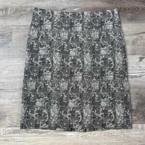 M.M. LaFleur Pencil Skirt Black White Textured Tweed Print Size 4 NYC Made